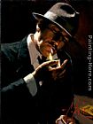 Fabian Perez Man Lighting A Cigarette painting